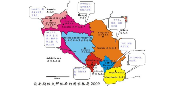 南斯拉夫分成几个国家的面积,南联盟分成了几个国家图1
